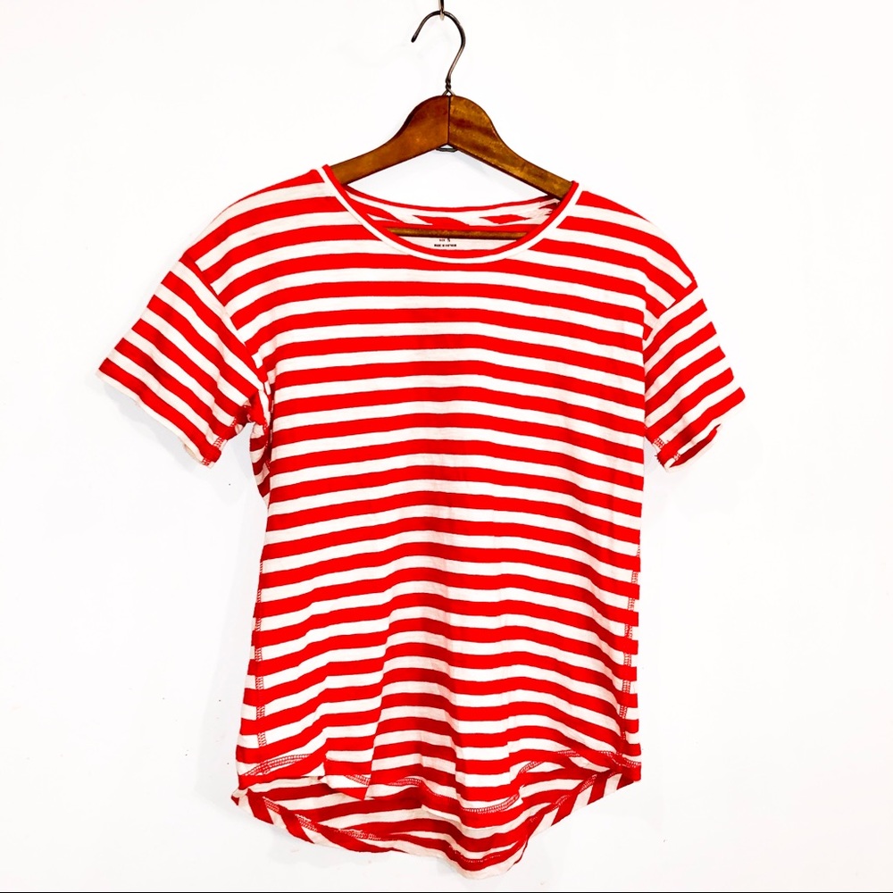 Madewell Whisper Cotton Crewneck Tee Red & White